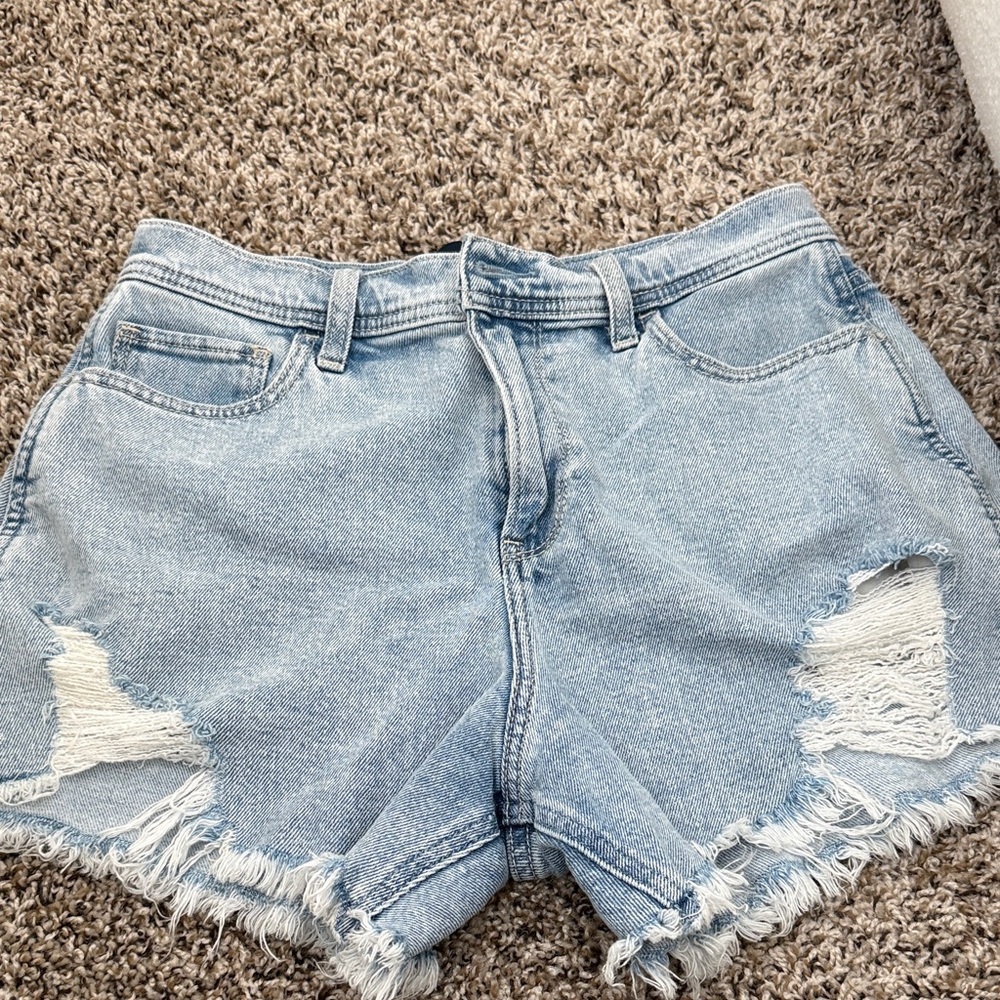 Hollister Light Blue Ripped Jean Shorts